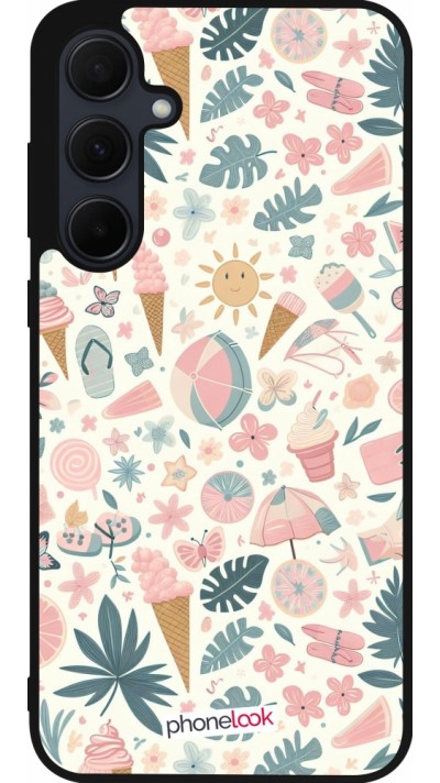 Samsung Galaxy A35 5G Case Hülle - Silikon schwarz Sommer Pink Muster