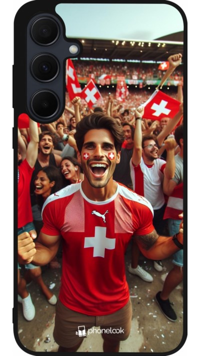 Coque Samsung Galaxy A35 5G - Silicone rigide noir Supporter Suisse Euro 2024