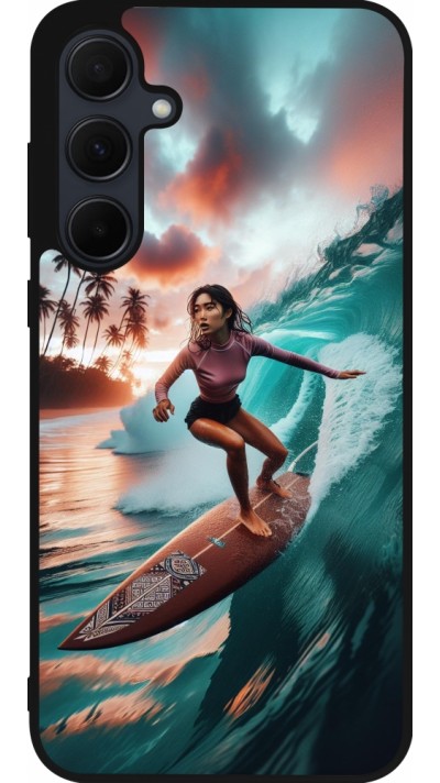 Samsung Galaxy A35 5G Case Hülle - Silikon schwarz Surferin aus Bali