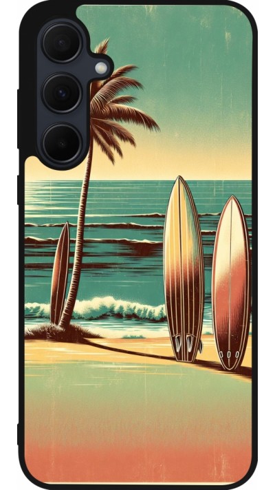 Coque Samsung Galaxy A35 5G - Silicone rigide noir Surf Paradise