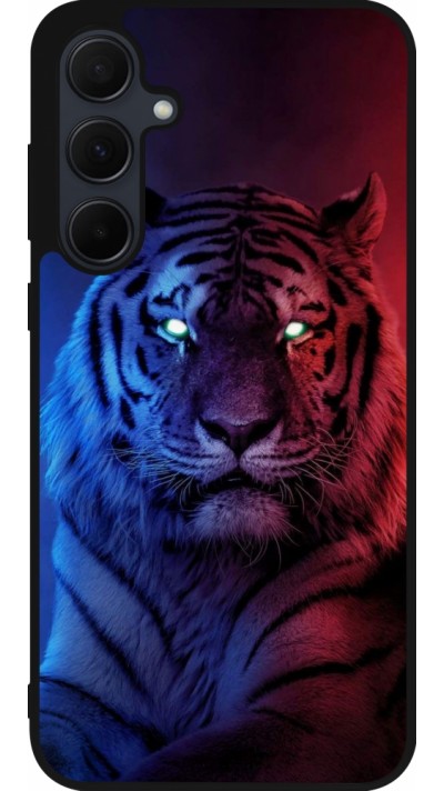 Coque Samsung Galaxy A35 5G - Silicone rigide noir Tiger Blue Red