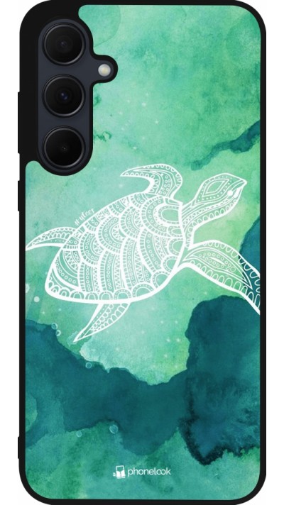 Coque Samsung Galaxy A35 5G - Silicone rigide noir Turtle Aztec Watercolor