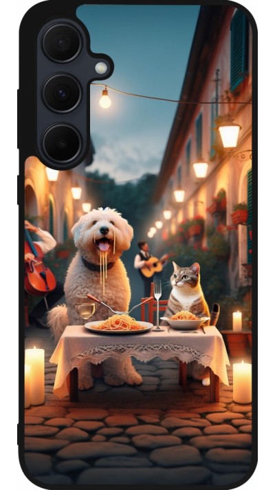 Coque Samsung Galaxy A35 5G - Silicone rigide noir Valentine 2024 Dog & Cat Candlelight