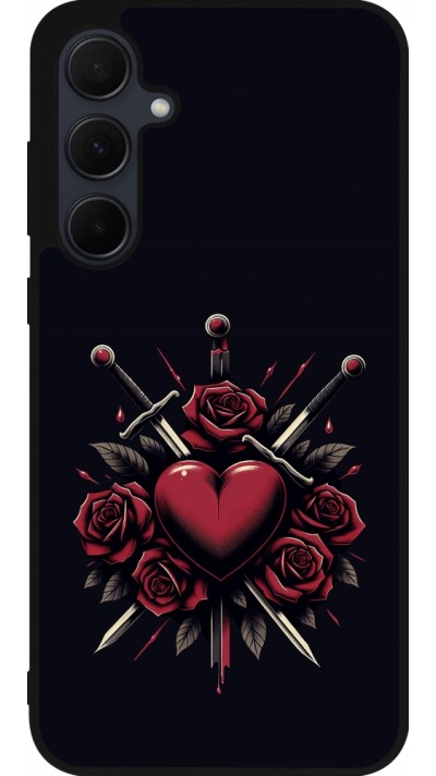 Coque Samsung Galaxy A35 5G - Silicone rigide noir Valentine 2024 gothic love