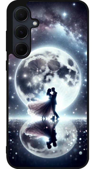 Coque Samsung Galaxy A35 5G - Silicone rigide noir Valentine 2024 Love under the moon