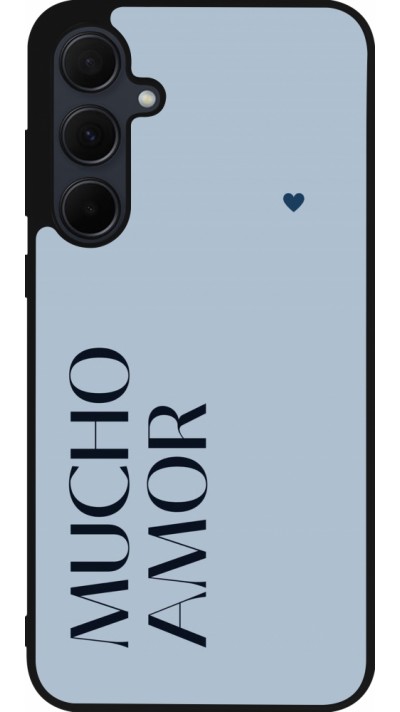 Coque Samsung Galaxy A35 5G - Silicone rigide noir Valentine 2024 mucho amor azul