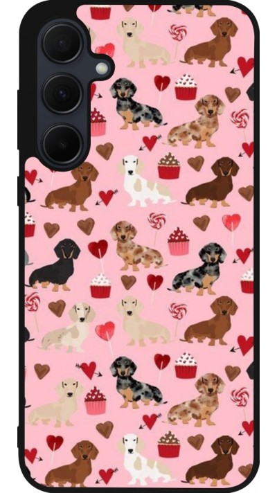 Coque Samsung Galaxy A35 5G - Silicone rigide noir Valentine 2024 puppy love