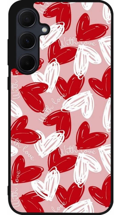 Coque Samsung Galaxy A35 5G - Silicone rigide noir Valentine 2024 with love heart