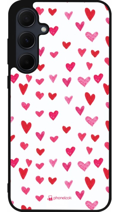 Coque Samsung Galaxy A35 5G - Silicone rigide noir Valentine 2022 Many pink hearts