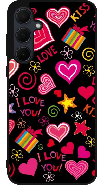 Coque Samsung Galaxy A35 5G - Silicone rigide noir Valentine 2023 love symbols