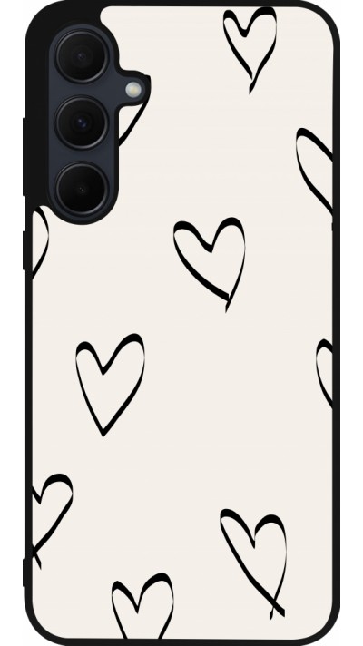 Coque Samsung Galaxy A35 5G - Silicone rigide noir Valentine 2023 minimalist hearts