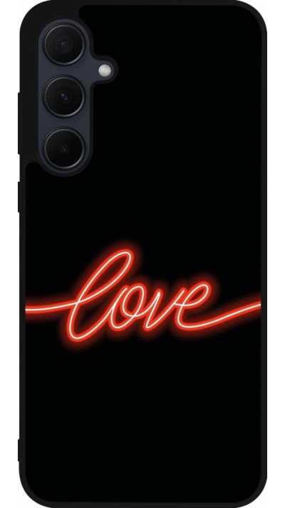 Coque Samsung Galaxy A35 5G - Silicone rigide noir Valentine 2023 neon love