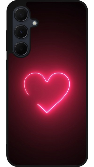 Coque Samsung Galaxy A35 5G - Silicone rigide noir Valentine 2023 single neon heart