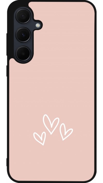 Coque Samsung Galaxy A35 5G - Silicone rigide noir Valentine 2023 three minimalist hearts