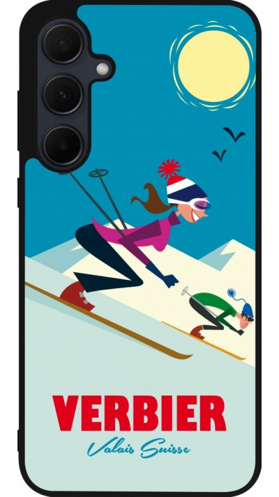Coque Samsung Galaxy A35 5G - Silicone rigide noir Verbier Ski Downhill