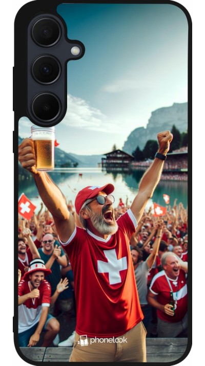 Coque Samsung Galaxy A35 5G - Silicone rigide noir Victoire suisse fan zone Euro 2024