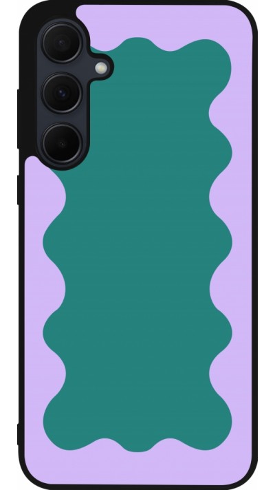 Coque Samsung Galaxy A35 5G - Silicone rigide noir Wavy Rectangle Green Purple