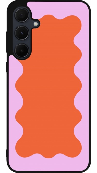 Coque Samsung Galaxy A35 5G - Silicone rigide noir Wavy Rectangle Orange Pink