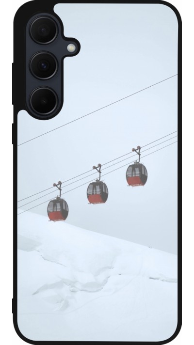 Coque Samsung Galaxy A35 5G - Silicone rigide noir Winter 22 ski lift