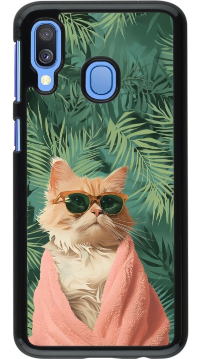 Samsung Galaxy A40 Case Hülle - Cat Summer Palms