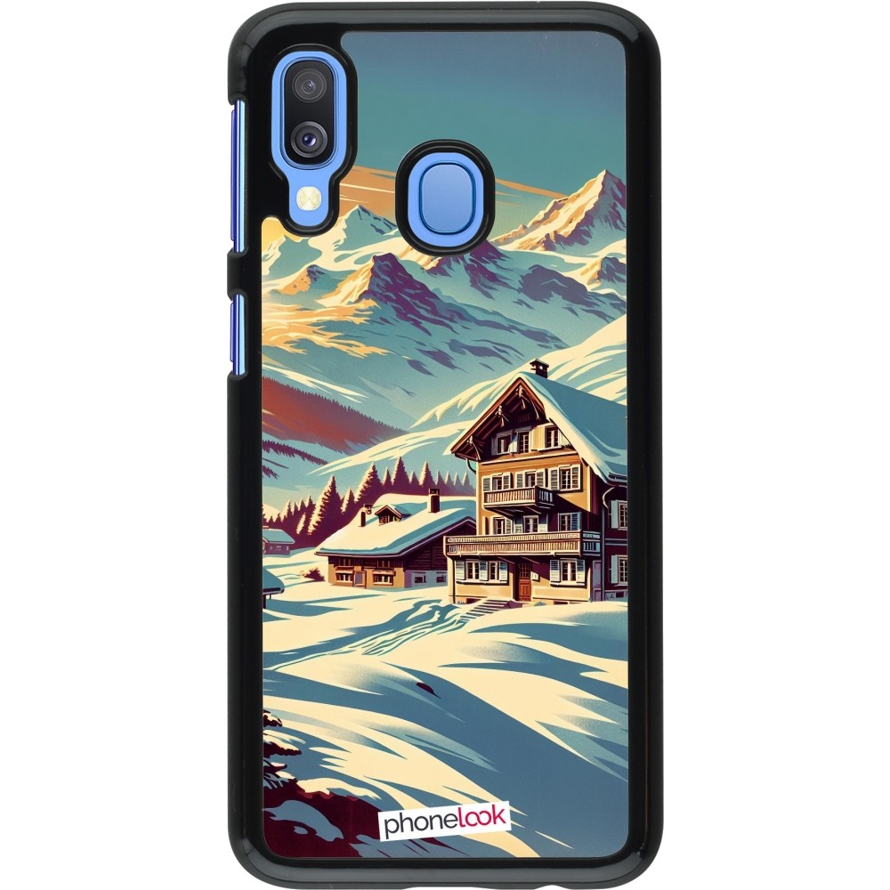 Samsung Galaxy A40 Case Hülle - Chalet Berg verschneit