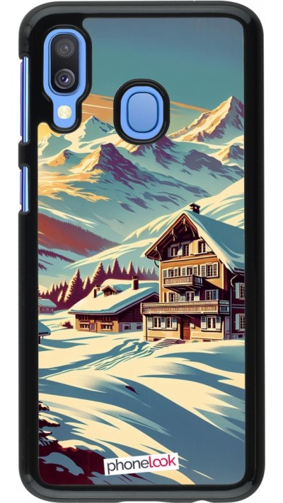 Samsung Galaxy A40 Case Hülle - Chalet Berg verschneit