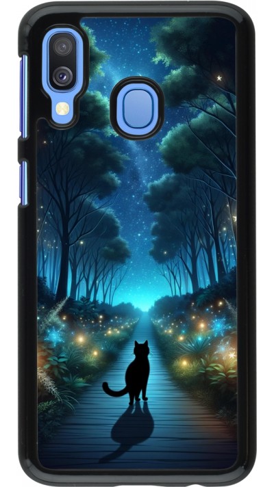 Samsung Galaxy A40 Case Hülle - Schwarze Katze Spaziergang