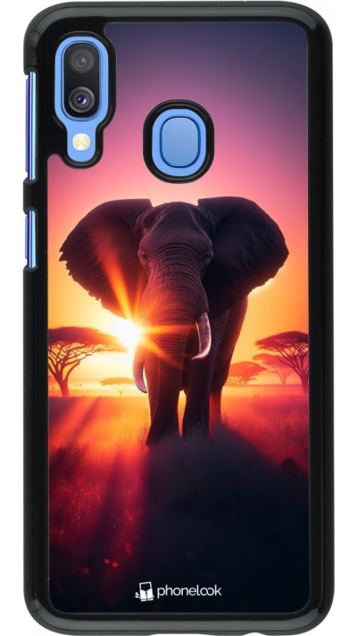 Samsung Galaxy A40 Case Hülle - Elefant Sonnenaufgang Schönheit