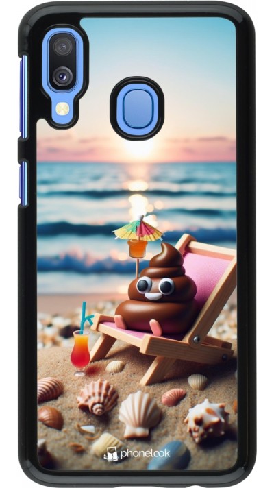 Samsung Galaxy A40 Case Hülle - Kackhaufen Emoji auf Liegestuhl