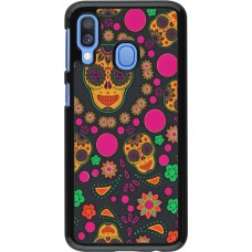 Samsung Galaxy A40 Case Hülle - Halloween 22 colorful mexican skulls