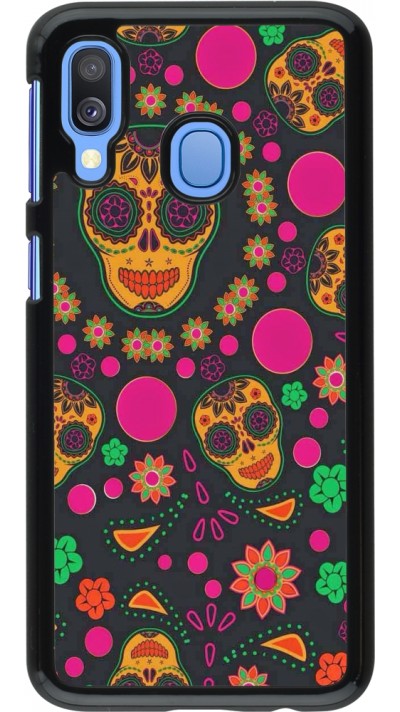 Samsung Galaxy A40 Case Hülle - Halloween 22 colorful mexican skulls