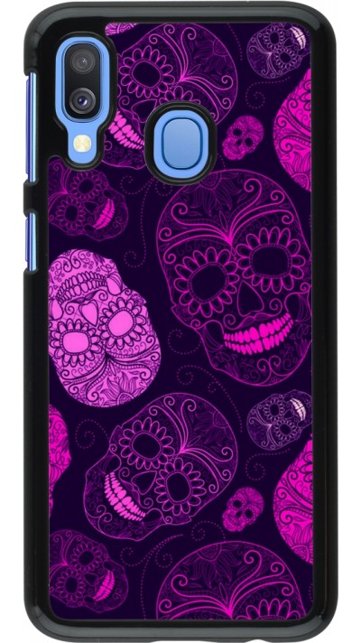 Samsung Galaxy A40 Case Hülle - Halloween 2023 pink skulls