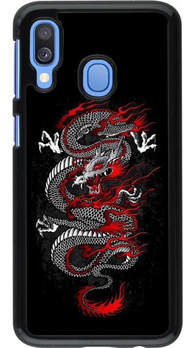 Samsung Galaxy A40 Case Hülle - Japanese style Dragon Tattoo Red Black