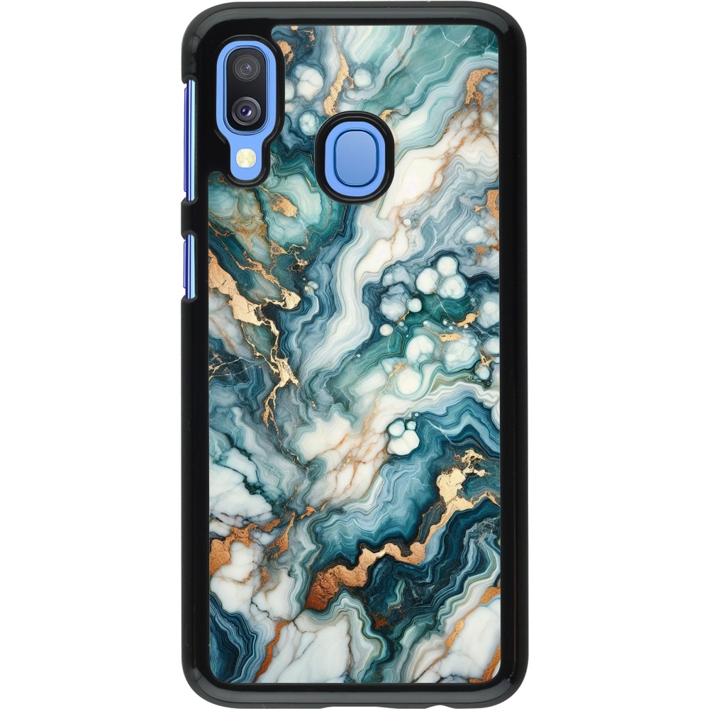 Samsung Galaxy A40 Case Hülle - Grüner Blauer Goldener Marmor