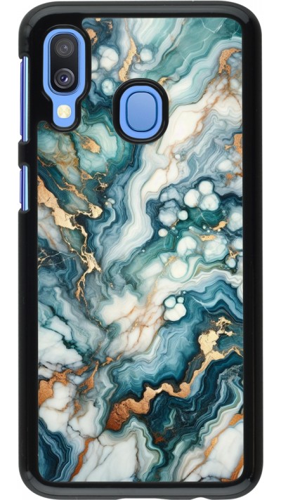 Samsung Galaxy A40 Case Hülle - Grüner Blauer Goldener Marmor