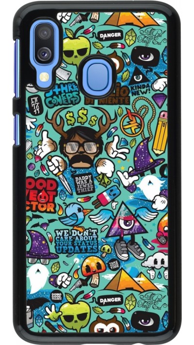 Samsung Galaxy A40 Case Hülle - Mixed Cartoons Turquoise