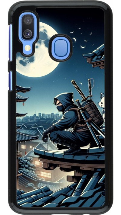 Samsung Galaxy A40 Case Hülle - Ninja unter dem Mond