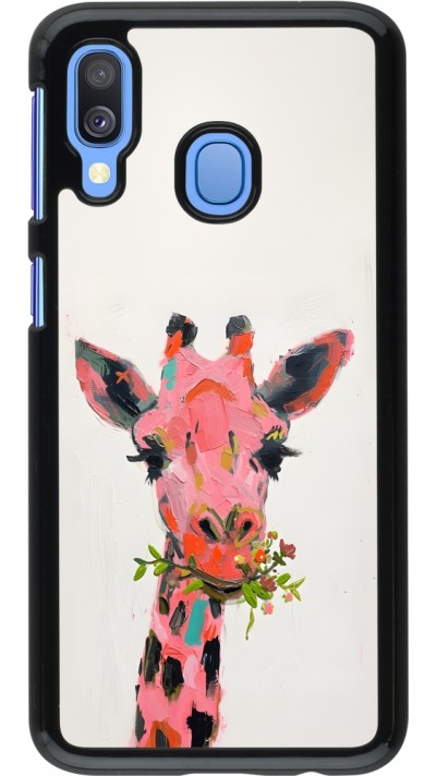 Samsung Galaxy A40 Case Hülle - Pink Girafe Paint