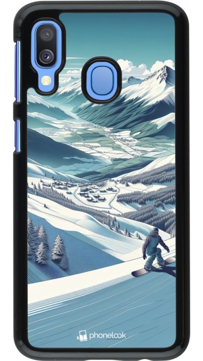 Samsung Galaxy A40 Case Hülle - Snowboarder Berg