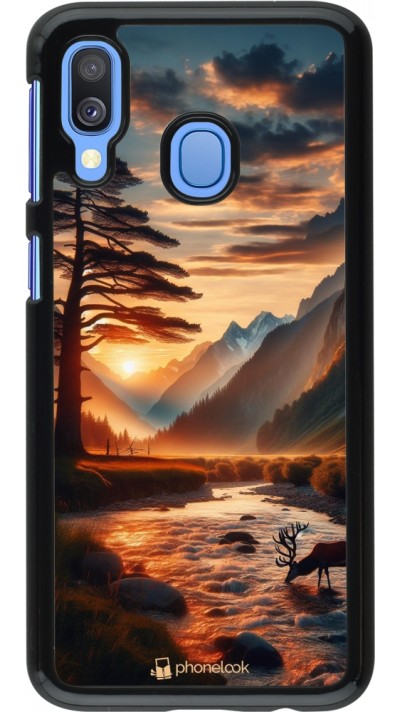 Samsung Galaxy A40 Case Hülle - Tal Sonnenuntergang Hirsch Baum