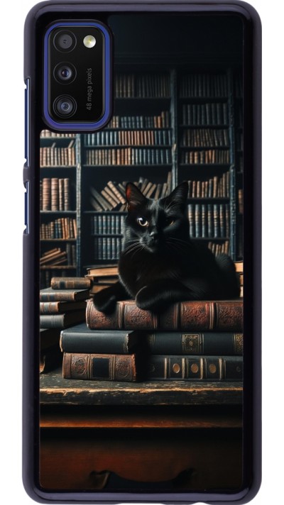 Samsung Galaxy A41 Case Hülle - Katze Bücher dunkel