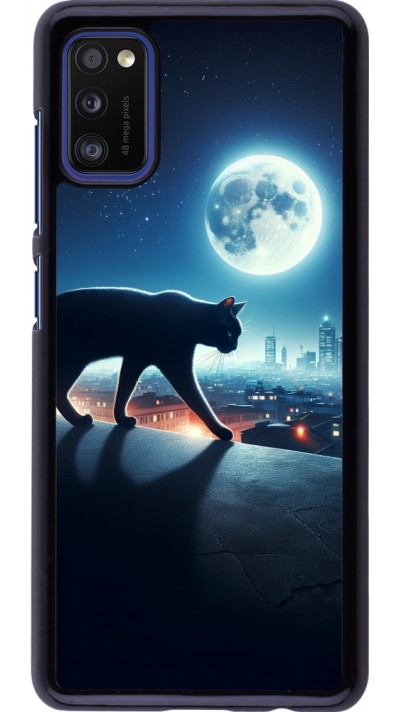 Samsung Galaxy A41 Case Hülle - Schwarze Katze unter dem Vollmond