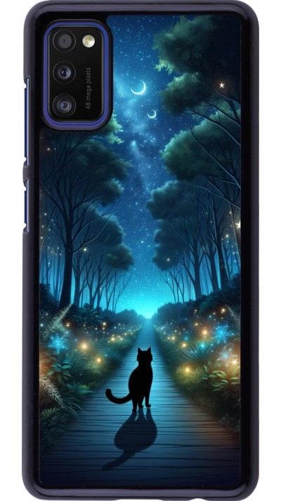 Samsung Galaxy A41 Case Hülle - Schwarze Katze Spaziergang