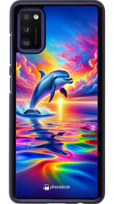 Samsung Galaxy A41 Case Hülle - Glücklicher Regenbogen-Delfin