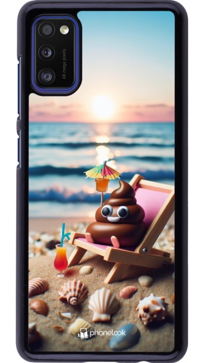 Samsung Galaxy A41 Case Hülle - Kackhaufen Emoji auf Liegestuhl