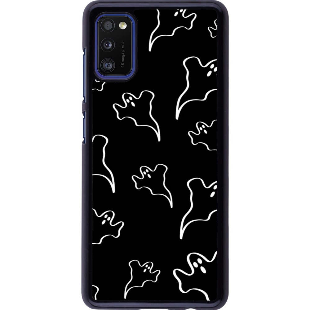 Samsung Galaxy A41 Case Hülle - Halloween 2024 black and white ghosts