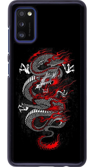 Samsung Galaxy A41 Case Hülle - Japanese style Dragon Tattoo Red Black