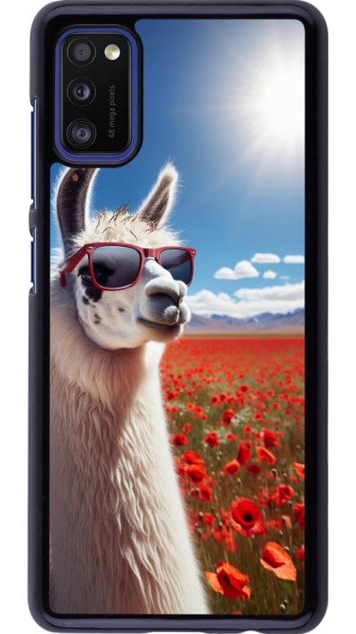 Samsung Galaxy A41 Case Hülle - Lama Chic in Mohnblume