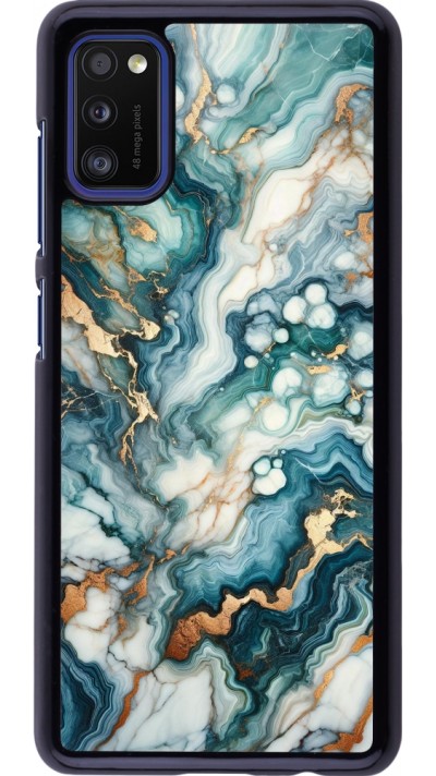 Samsung Galaxy A41 Case Hülle - Grüner Blauer Goldener Marmor