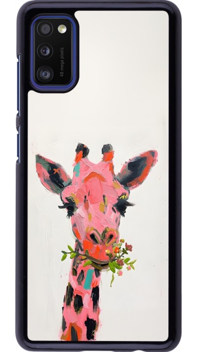 Samsung Galaxy A41 Case Hülle - Pink Girafe Paint